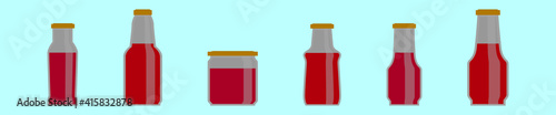 set of bottle sauces cartoon icon design template with various models. vector illustration isolated on blue background