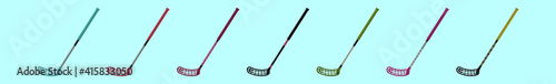 set of floor ball stick cartoon icon design template with various models. vector illustration isolated on blue background