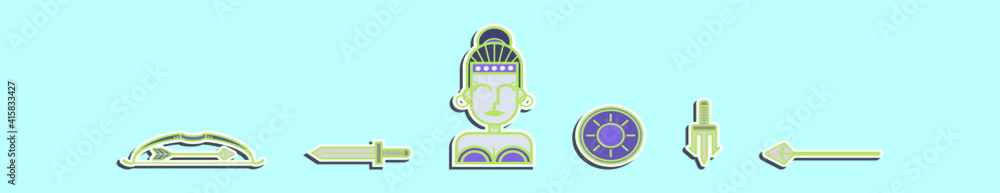 set of athena symbol cartoon icon design template with various models. vector illustration isolated on blue background set of athena symbol cartoon icon design template with various models. vector illustration isolated on blue background