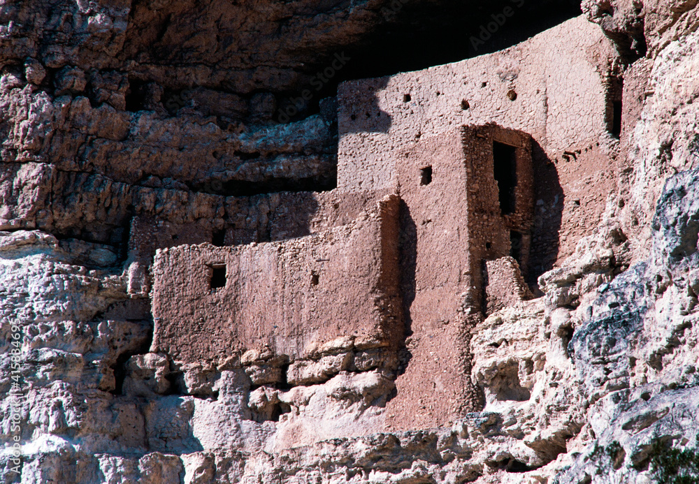 Montezuma Castle National Monument rock dwellings Camp Verde, Arizona. USA.  Sinagua people. Indian Culture.