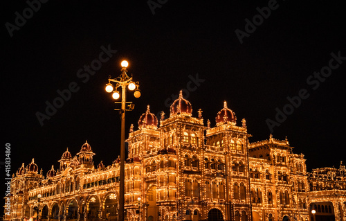 kings living royal palace vintage architecture illuminated at night with tungsten bulb