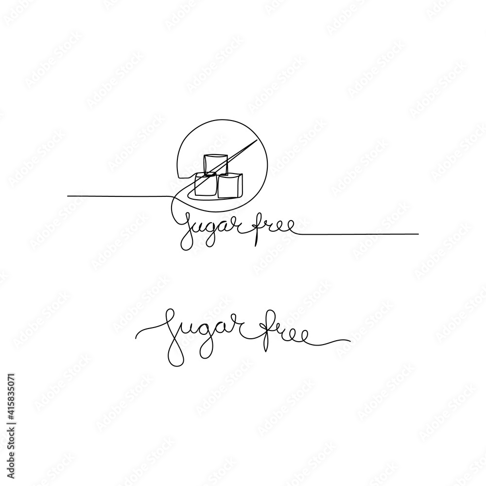 Sugar free line drawing icons set. Continuous one line drawing. Vector illustration.