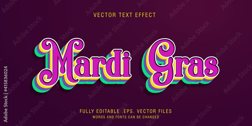 Mardi gras text style effect - obrazy, fototapety, plakaty 