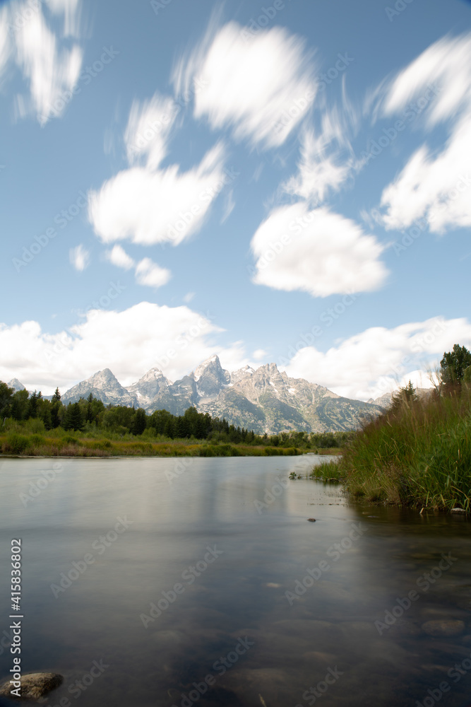 lake in the mountains  of grand teton national park