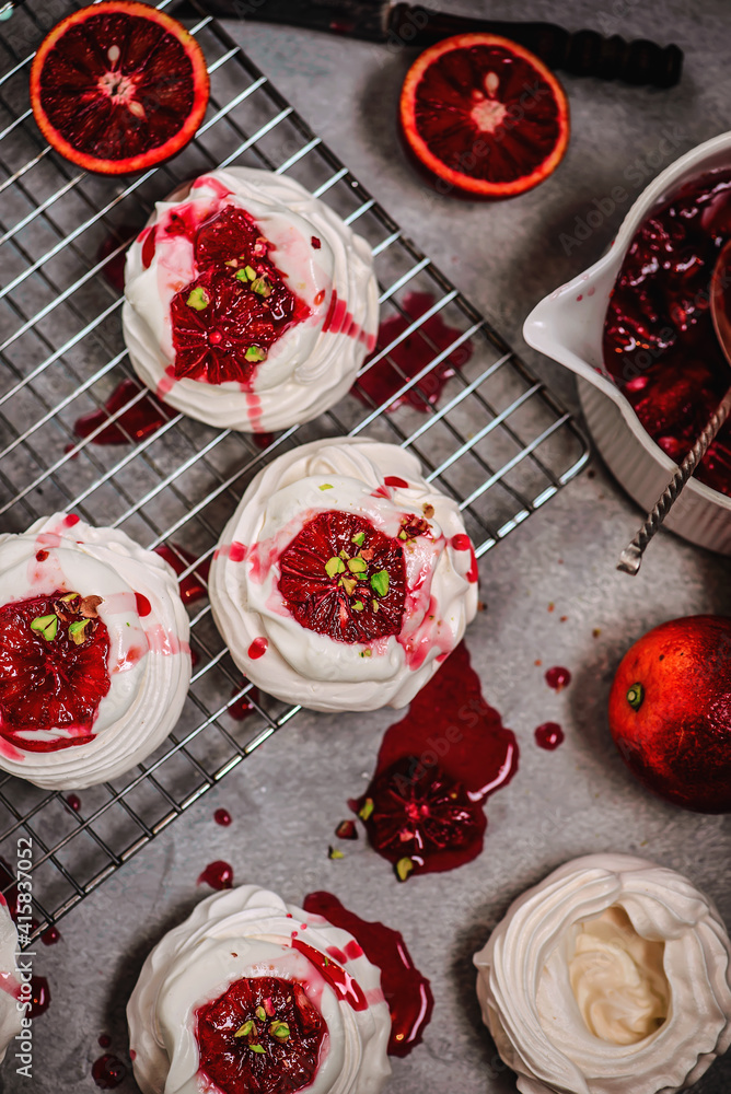 Blood orange pavlova.style hugge. selective focus Blood orange pavlova.style hugge. selective focus