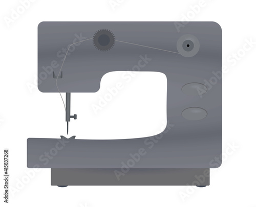 Grey sewing machine. vector illustration
