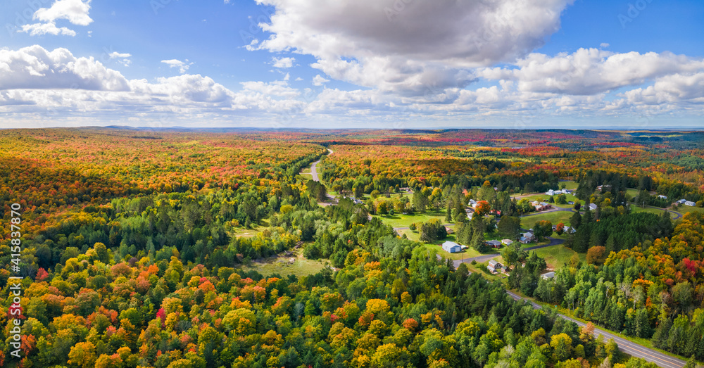 Colorful autumn countryside scenic drive in the Upper Peninsula