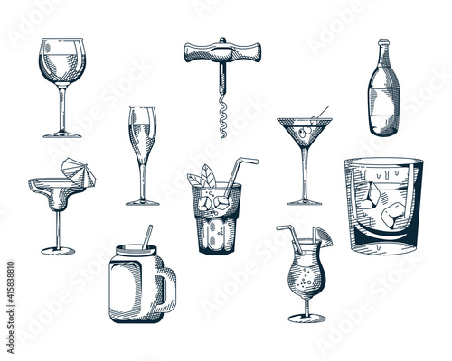 bundle of ten drinks set icons