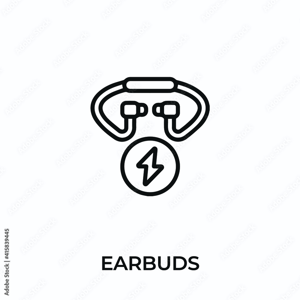 earbuds icon vector. headphones sign symbol for modern design. Vector illustration	