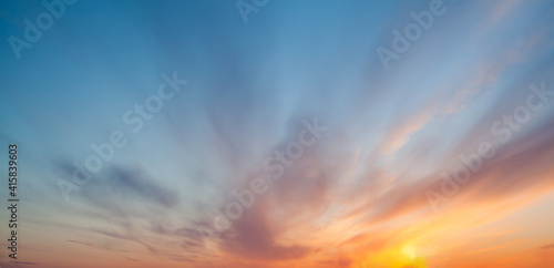 Colorful sunset or sunrise in the sky. Beautiful background. © Анатолий Савицкий