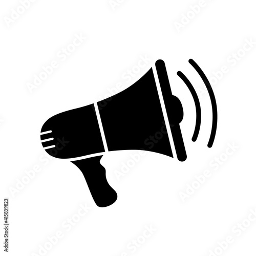 Speaker icon. Loudspeaker sign. Loud announce. Shout in megaphone. Bullhorn alert. Noise speaker. Speak news announcement. Loud sound horn. Notify icon isolated on white background. Voice. Vector