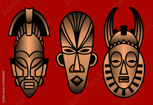 Ethnic african masks vector illustration Card design
