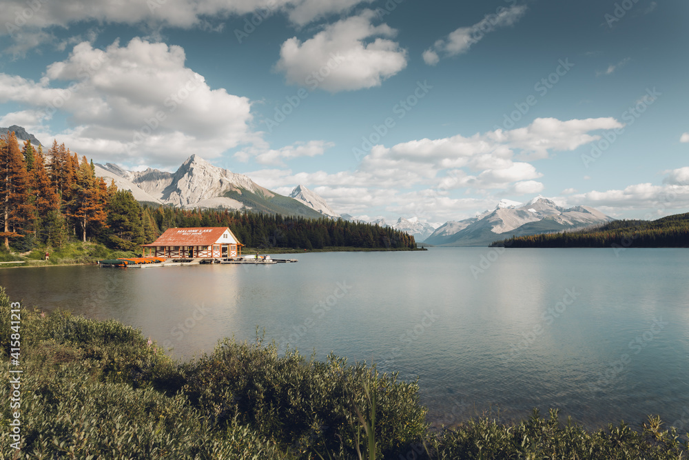 Maligne lake in the mountains Canada Maligne lake in the mountains Canada