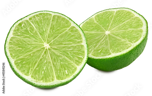 sliced lime isolated on white background. clipping path