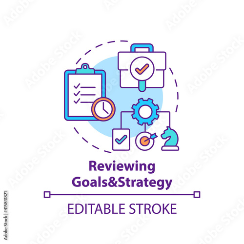 Wallpaper Mural Reviewing goals and strategy concept icon. Top management tasks. Setting challenges and goals. Business success idea thin line illustration. Vector isolated outline RGB color drawing. Editable stroke Torontodigital.ca