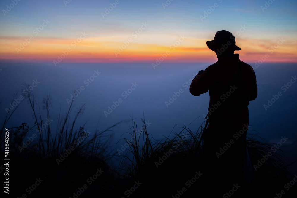 Fototapeta premium Silhouette of people in natural places