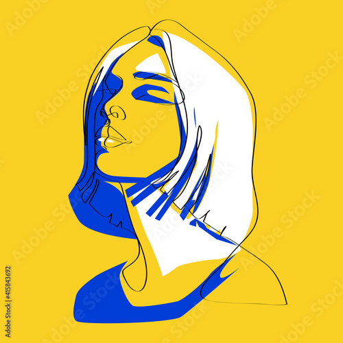 Fashion Woman, art. Abstract portrait of beautiful girl. Vivid contemporary design, vector illustration for t-shirt, prints, covers, posters, logo