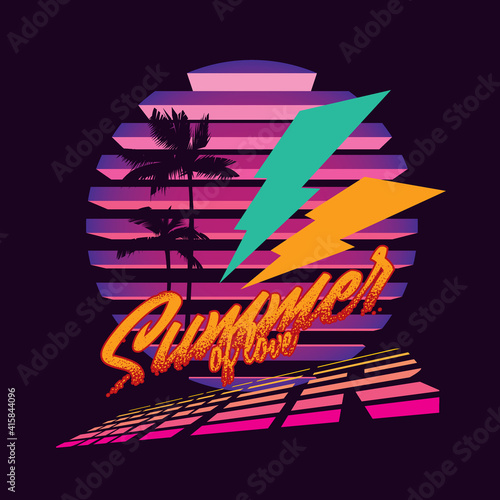 Original vector illustration in the spirit of the 80s. 