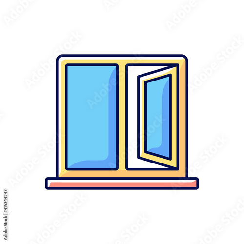 Casement windows RGB color icon. Movable window. Preventing unwanted airflow into house. Ventilation control in kitchen, bathroom. Access to maximum natural light. Isolated vector illustration