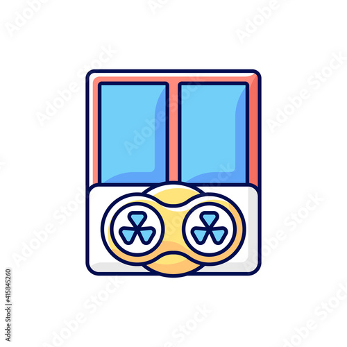 Window fans RGB color icon. Comfortable temperatures maintenance. Controlling air ventilation at home. Method for cooling rooms. Providing air flow to any space. Isolated vector illustration