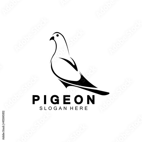 Pigeon bird logo vector icon illustration design template