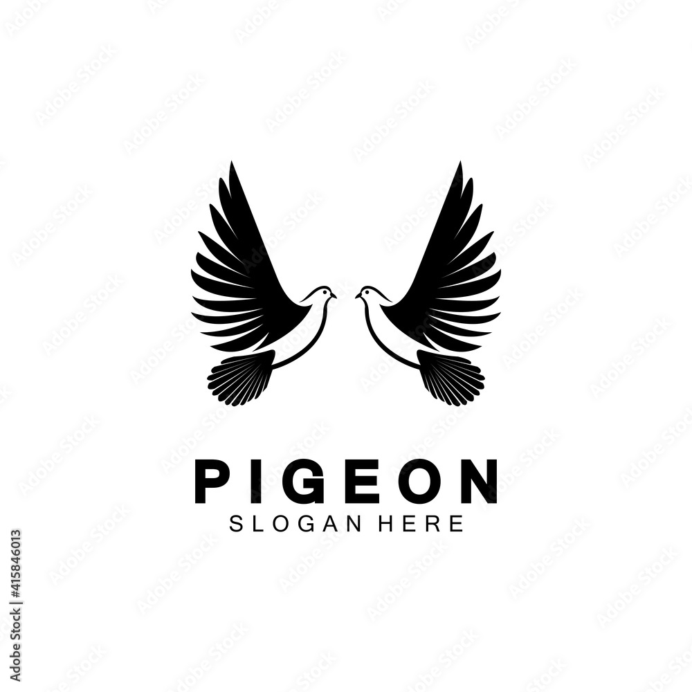 Pigeon bird logo vector icon illustration design template Pigeon bird logo vector icon illustration design template
