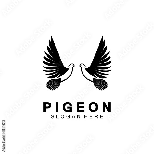 Pigeon bird logo vector icon illustration design template