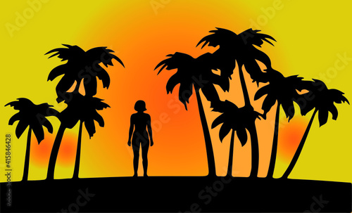 sunset on the beach vector illustration isolated on background