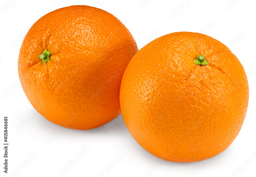 two orange fruits isolated on white background. healthy food. clipping path two orange fruits isolated on white background. healthy food. clipping path