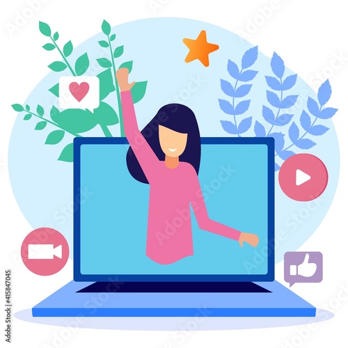 Illustration vector graphic cartoon character of influencer
