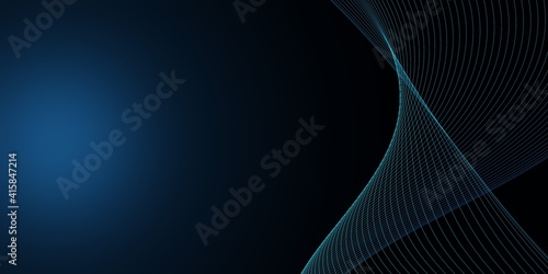 Abstract geometric background. Glowing line wave on dark. New texture for your design.