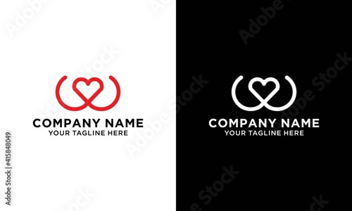 Initial Letter W Love Logo Design Element