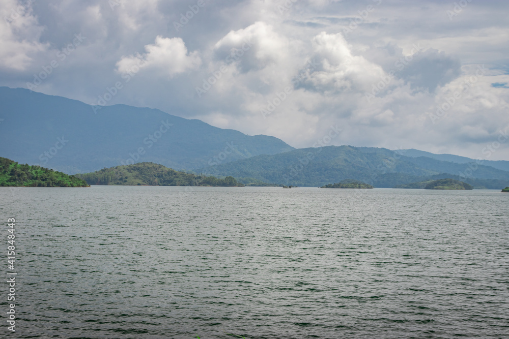 lake serene with beautiful mountain background