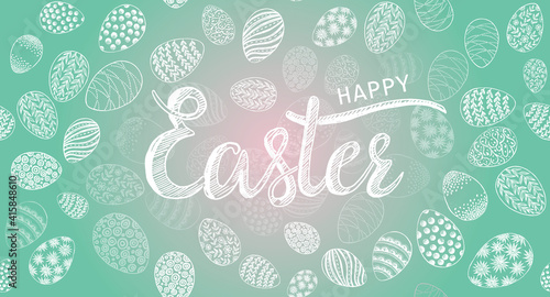 Happy Easter, hand-drawn illustration style. Vector.