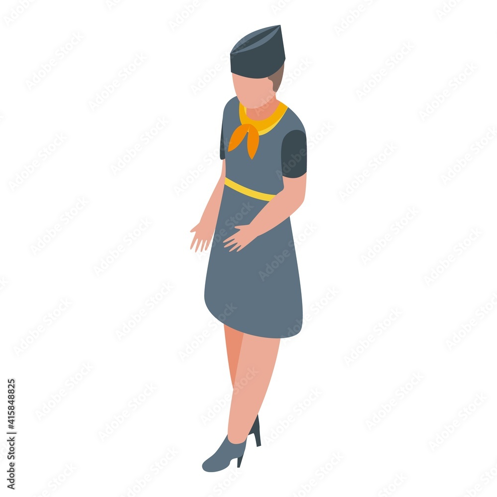 Cabin crew icon. Isometric of cabin crew vector icon for web design isolated on white background