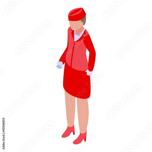 Stewardess icon. Isometric of stewardess vector icon for web design isolated on white background