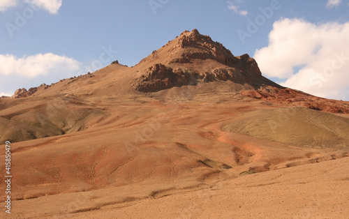 Panoramic view of high-altitude red desert on the Pamir Highway between Murghab and Ak Baital pass, Gorno-Badakshan, Tajikistan