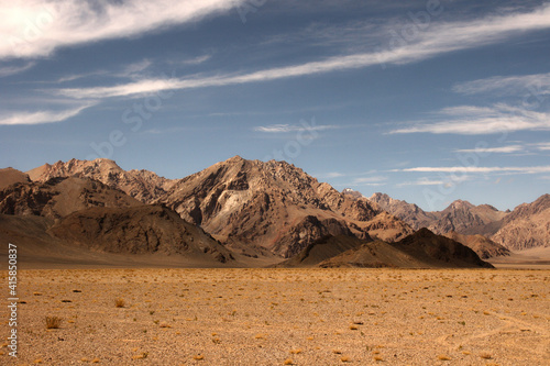 Panoramic view of high-altitude red desert on the Pamir Highway between Murghab and Ak Baital pass  Gorno-Badakshan  Tajikistan