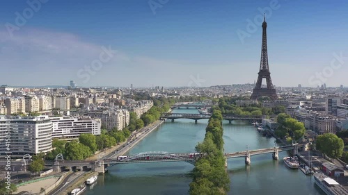 Wallpaper Mural sunny day flight over paris city center famous tower riverside aerial panorama 4k france Torontodigital.ca