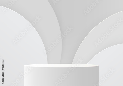 3d display product abstract minimal scene with geometric podium platform. gray background vector 3d rendering with podium. stand for cosmetic products. Stage showcase on pedestal 3d white studio photo
