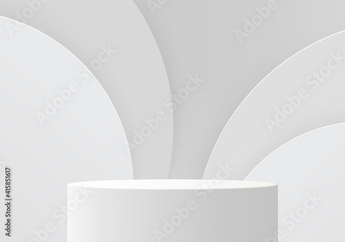 3d display product abstract minimal scene with geometric podium platform. gray background vector 3d rendering with podium. stand for cosmetic products. Stage showcase on pedestal 3d white studio