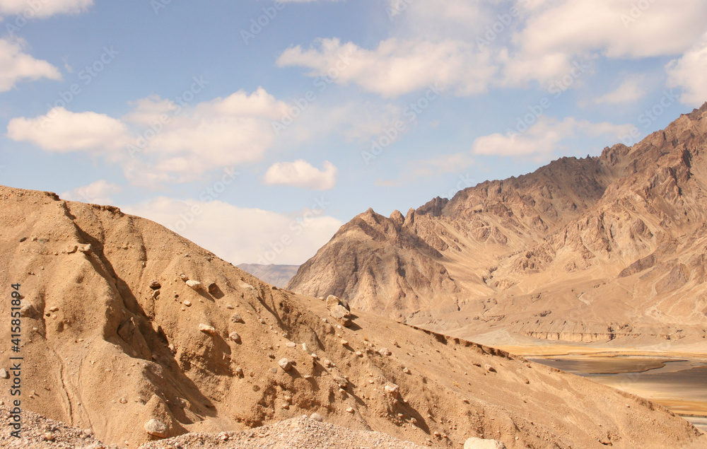 Panorama ridge hike in the middle of the Pamir Mountains, Tajikistan