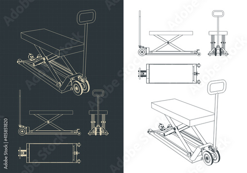 Pallet jack with a hydraulic mechanism drawings