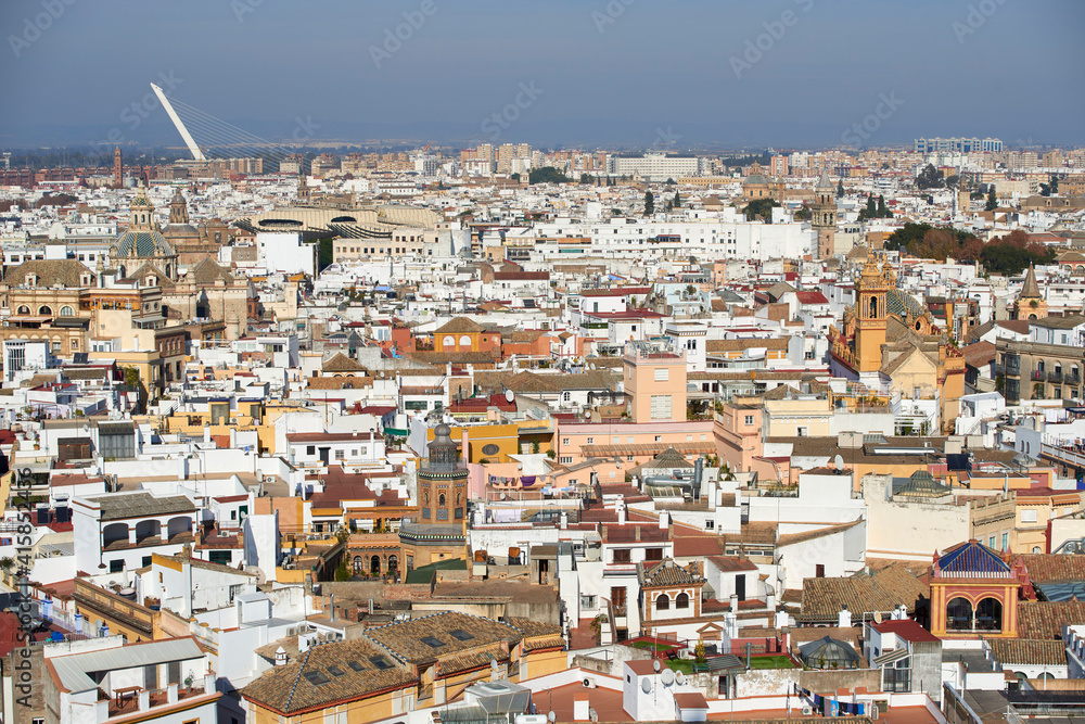 Aerial view of Seville, Andalusia, Spain, Europe.