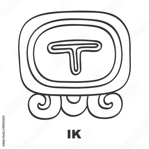 Vector icon with Glyph from Maya calendar Tzolkin. Calendar day symbol Ik photo