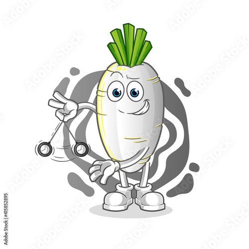 white radish hypnotizing cartoon. cartoon mascot vector