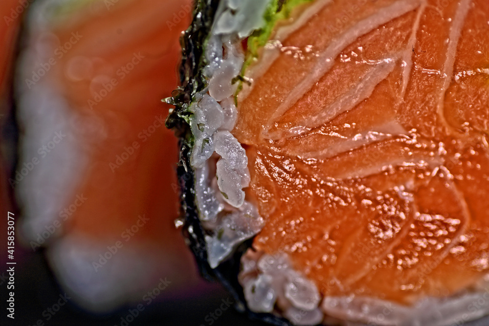 delicious and appetizing salmon sushi