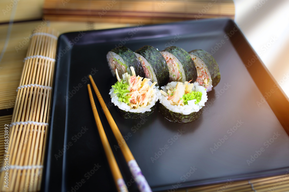 healthy set of sushi served in a tasty way healthy set of sushi served in a tasty way