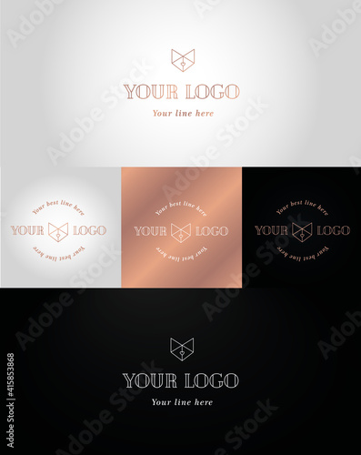 Elegant logo rose gold geometric identity