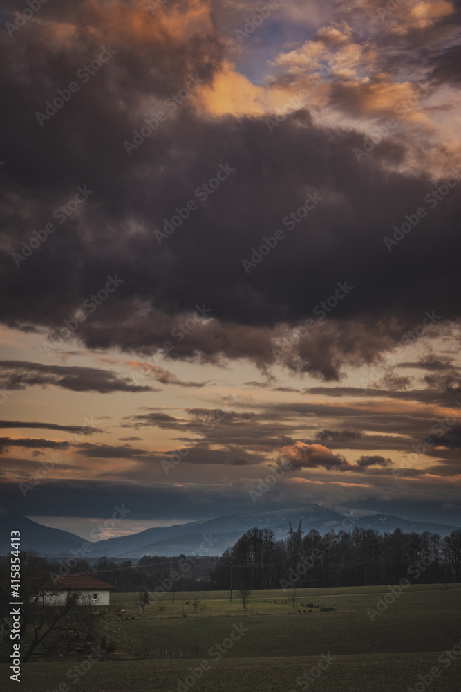 Fototapeta premium Sunset in countryside